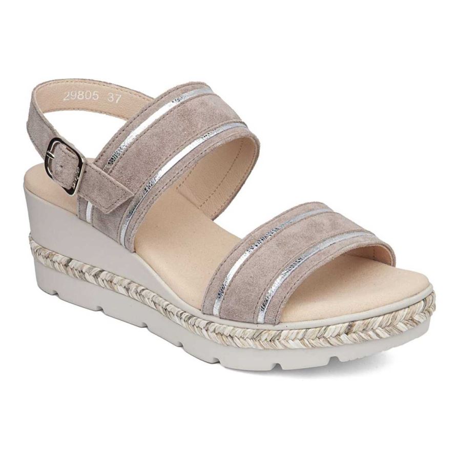 Callaghan 29805 Mara Women\'s Wedge Sandals Beige | ARVPQZ